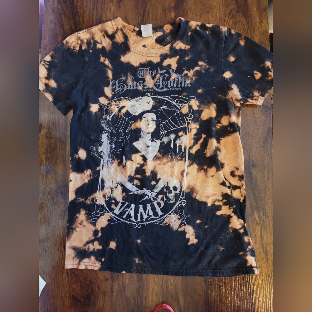 Custom Reverse Dyed Glass Coffin Vampire Tee Women's Size S
